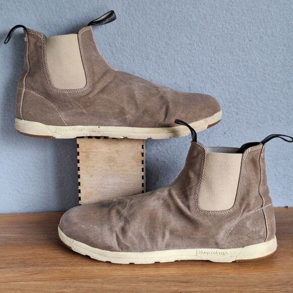 Blundstone Chelsea Boots Men Tan Canvas Pull On Ankle Size 10.5 AU 11.5 US - Picture 4 of 13